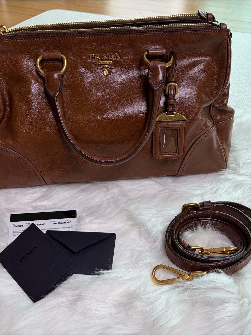 Prada Brown Leather Satchel with Gold Hardware - Picture 2 of 12